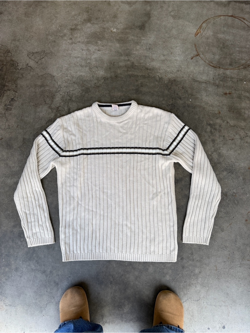 High Sierra Vtg Ivory Stripe Ribbed Sweater Men’s L